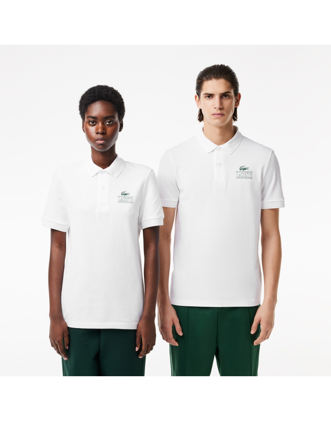 Lacoste Polo en piqué de elástico con estampado de la marca