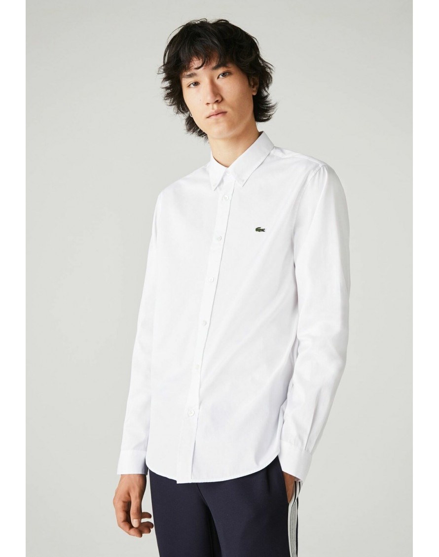 Lacoste Camisa de corte regular de algodón