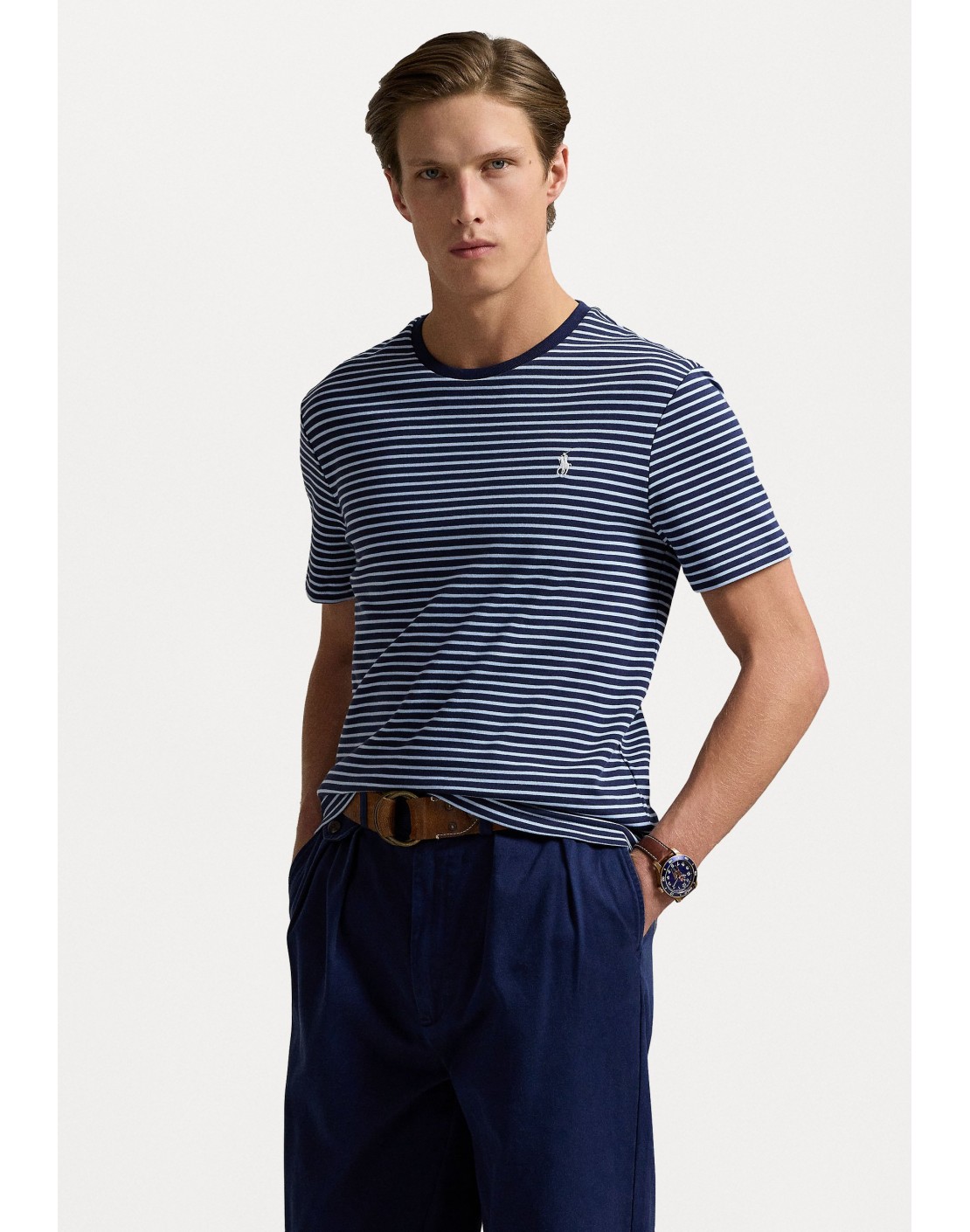 Ralph Lauren Camiseta de algodón suave con rayas