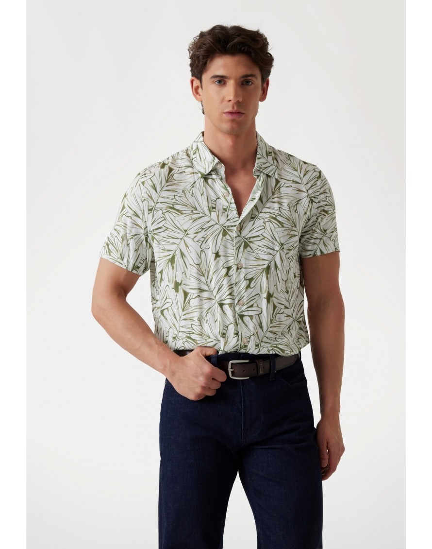 Guess Camisa SS Eco Rayon Oil Palm Shirt