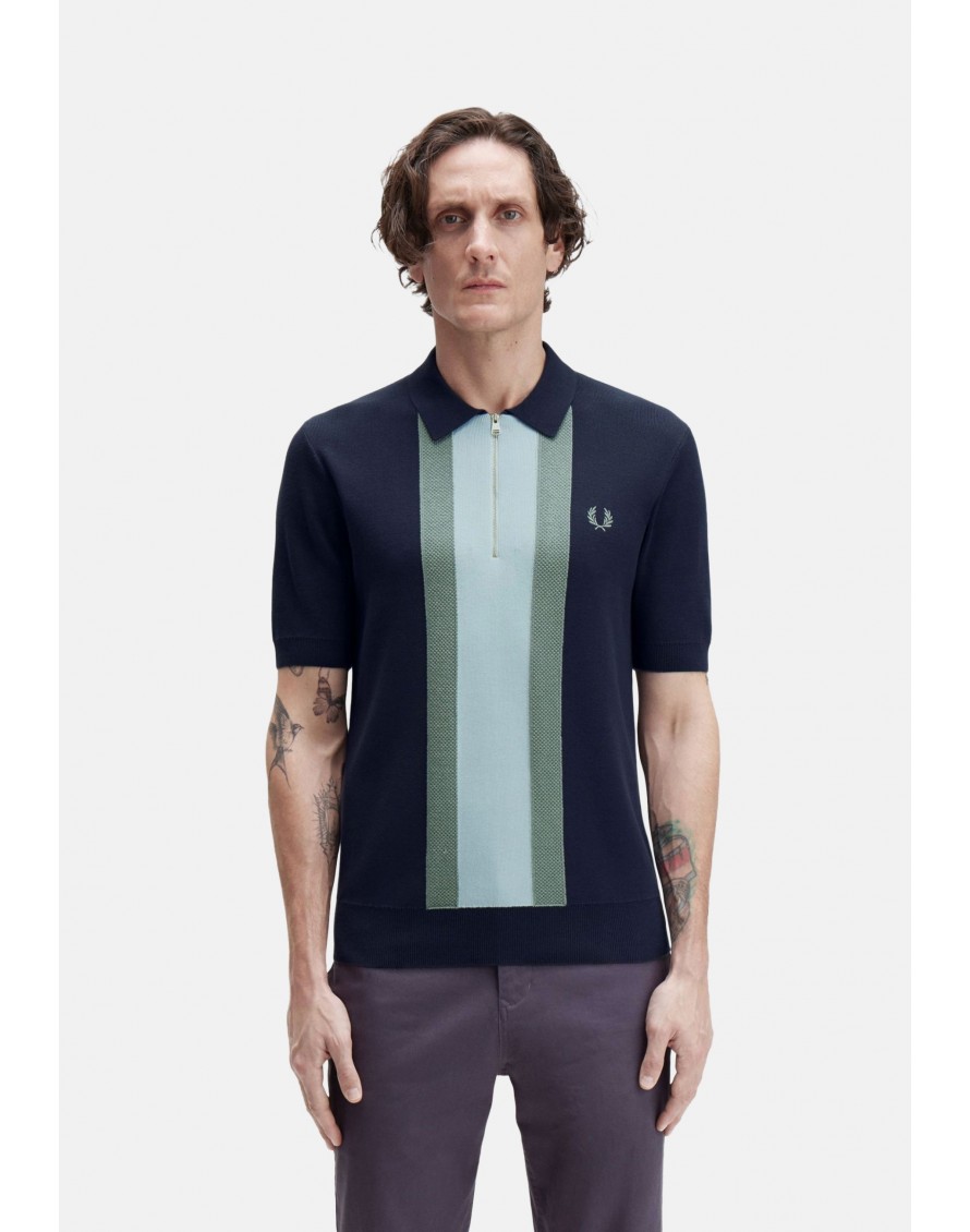 Fred Perry Polo Textured Stripe Knitted Shirt