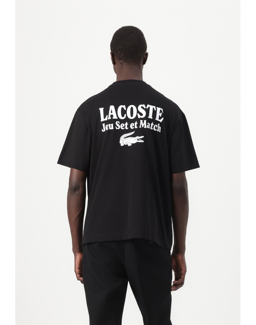 Lacoste Camiseta estampada de corte amplio de punto jersey grueso