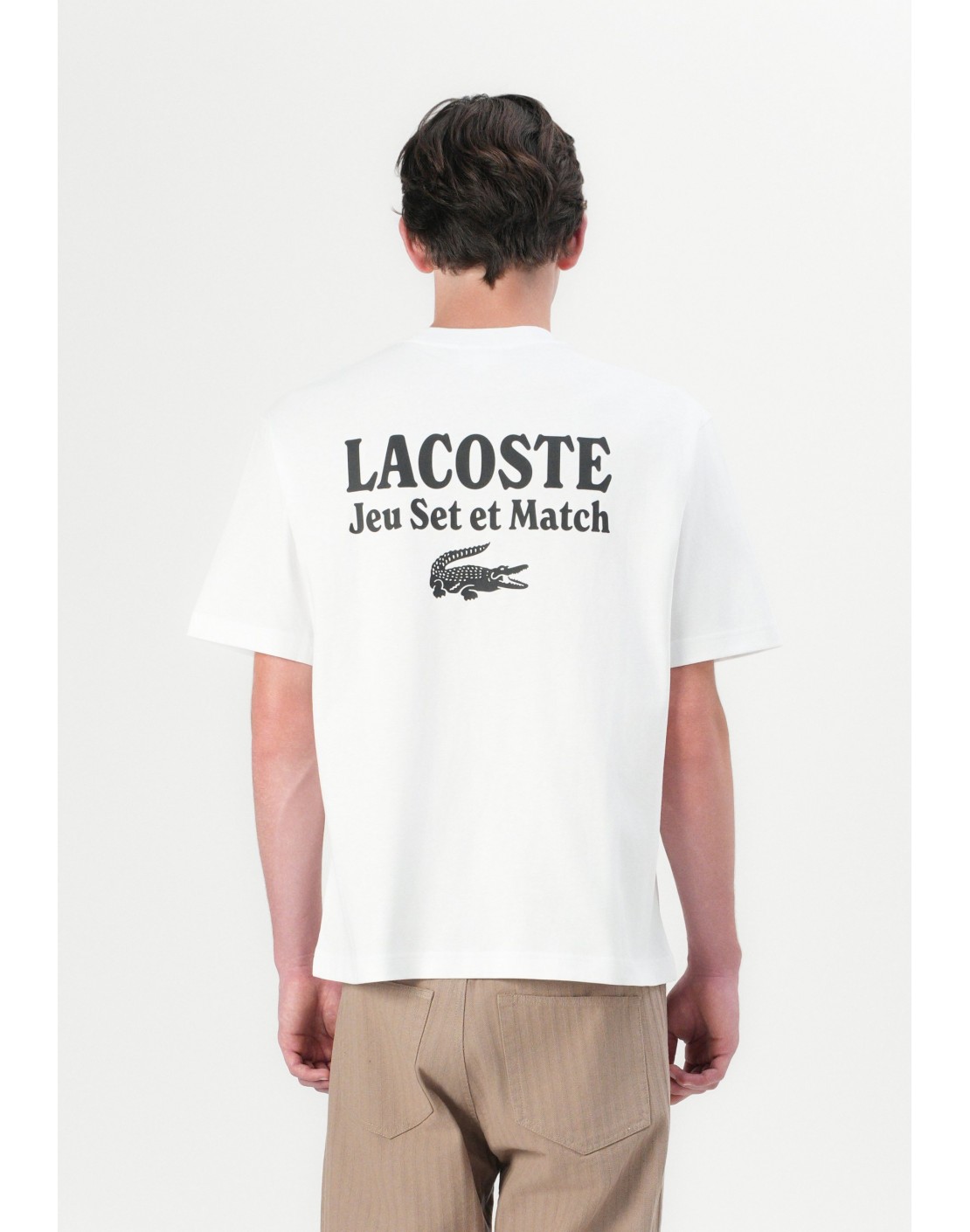 Lacoste Camiseta estampada de corte amplio de punto jersey grueso