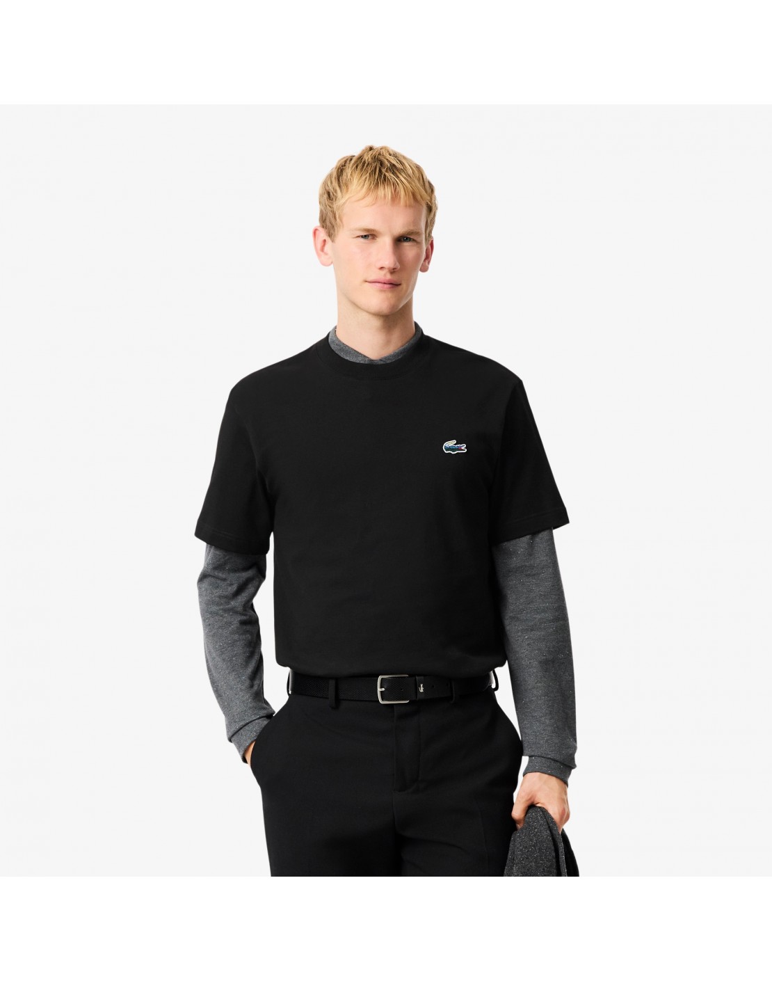 Lacoste Camiseta de punto jersey grueso con cocodrilo con paisaje