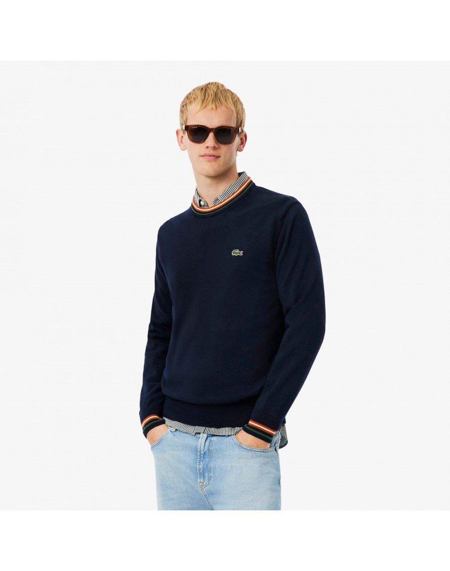 Lacoste Jersey de punto jersey de algodón de rayas