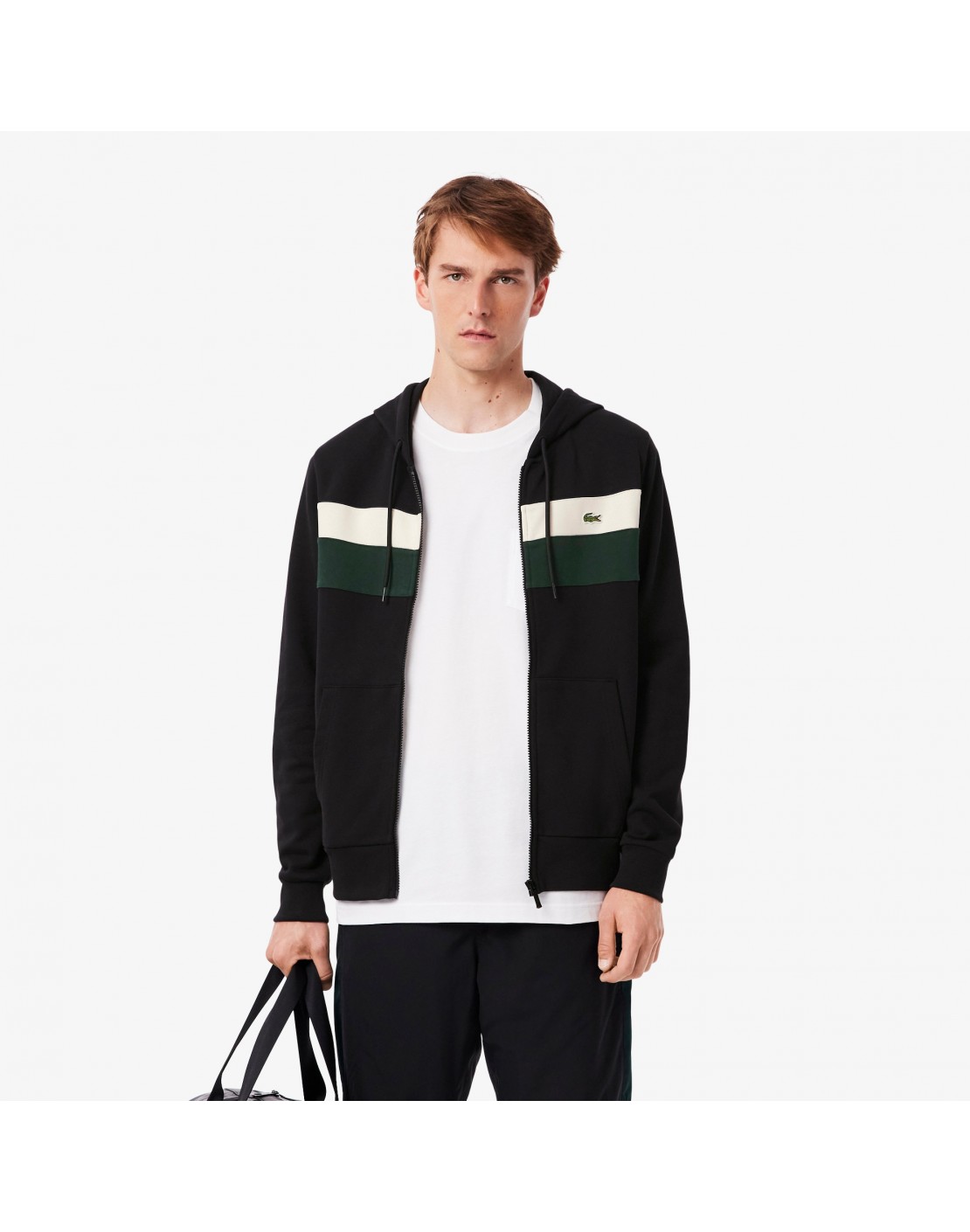 Lacoste Sudadera con capucha y cremallera color block