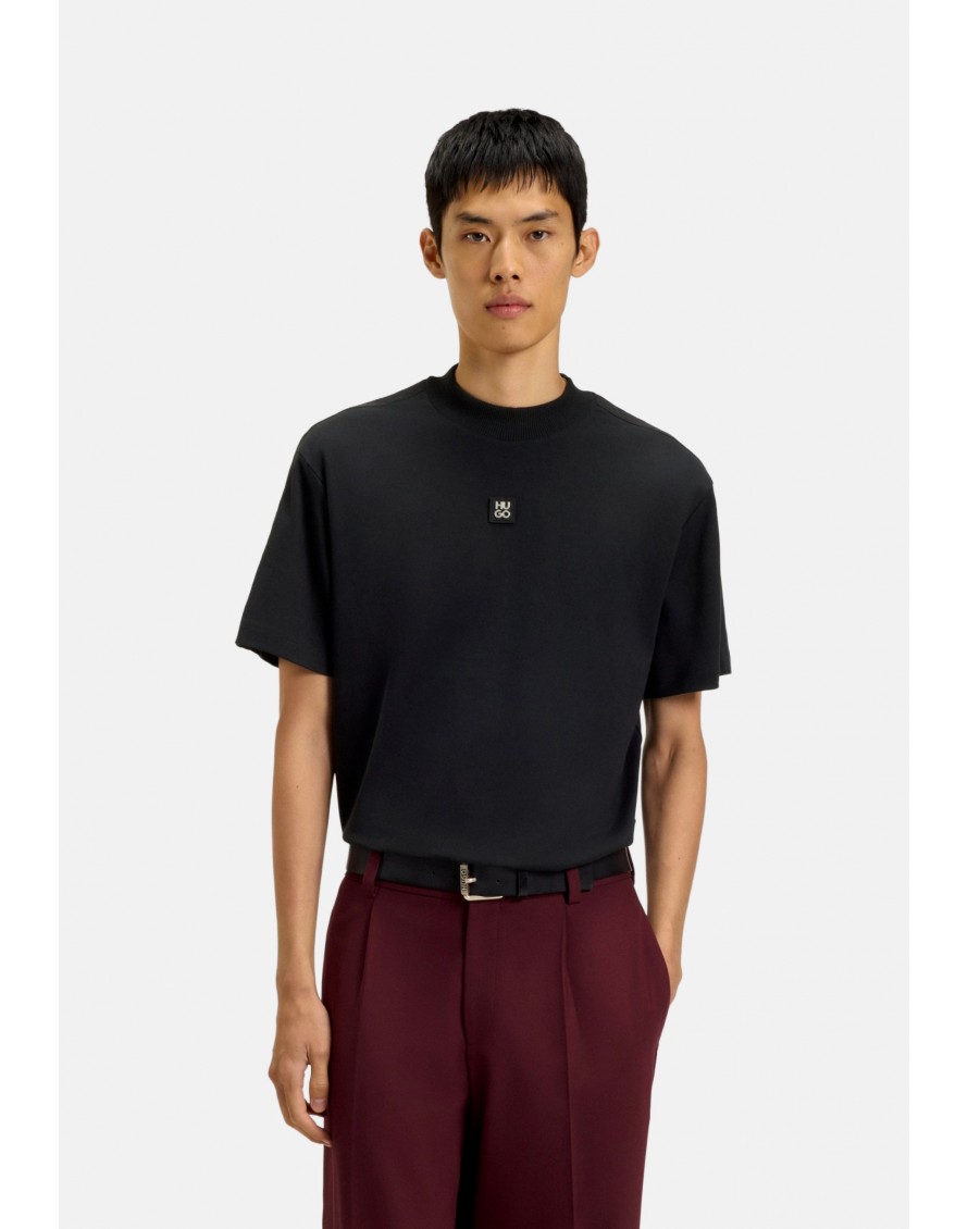 Hugo Boss Camiseta Danovoti algodón interlock con cinta geométrica