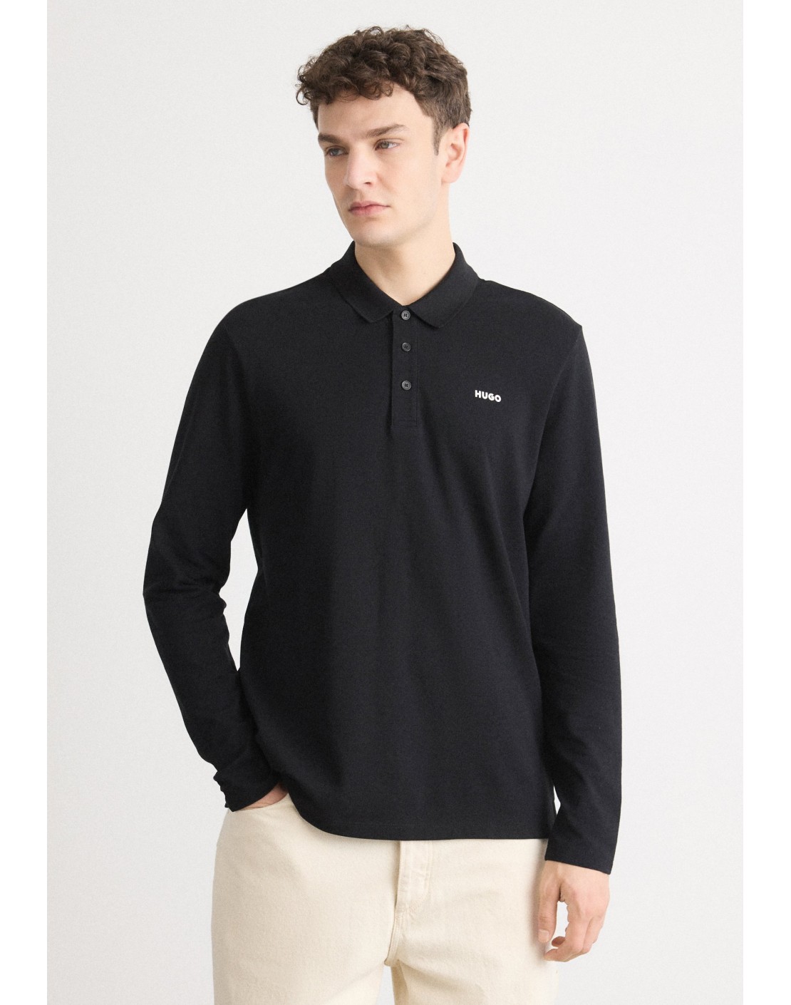 Hugo Boss Polo Donoslong de piqué de algodón con logo estampado
