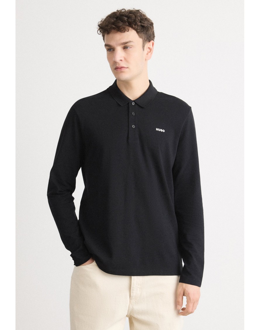 Hugo Boss Polo Donoslong de piqué de algodón con logo estampado