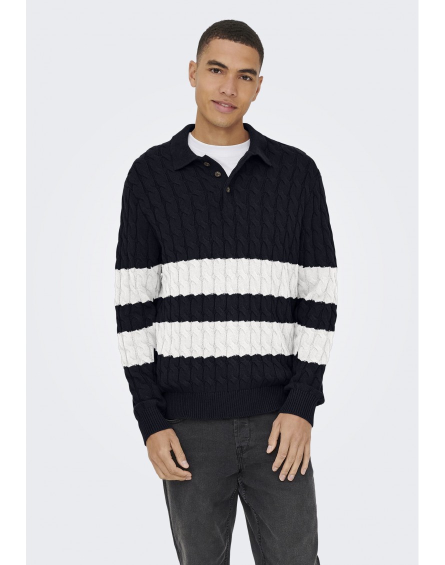 Only & Sons Polo Onskicker Life Rlx LS Cable Polo Knit