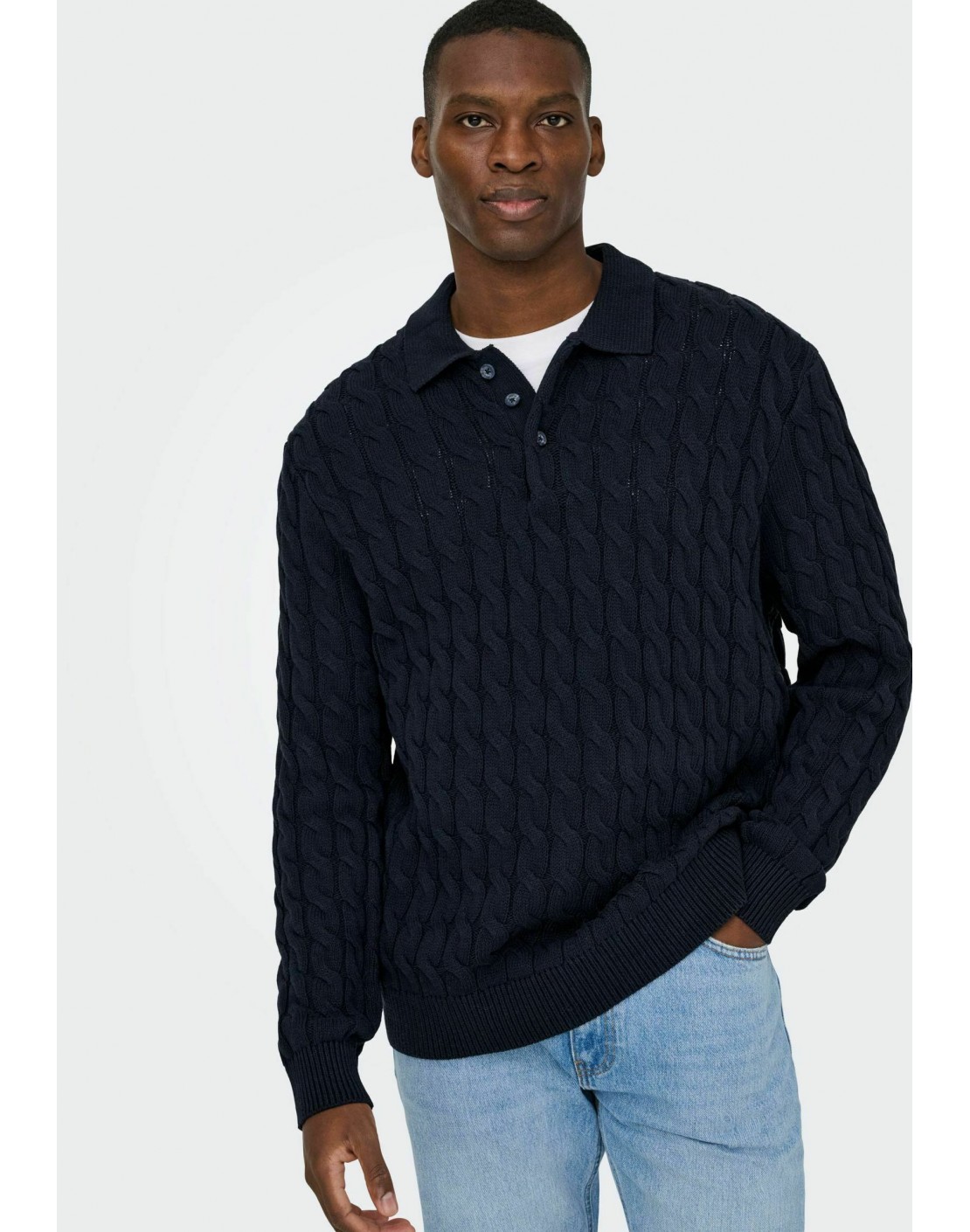 Only & Sons Polo Onskicker Life Rlx LS Cable Polo Knit