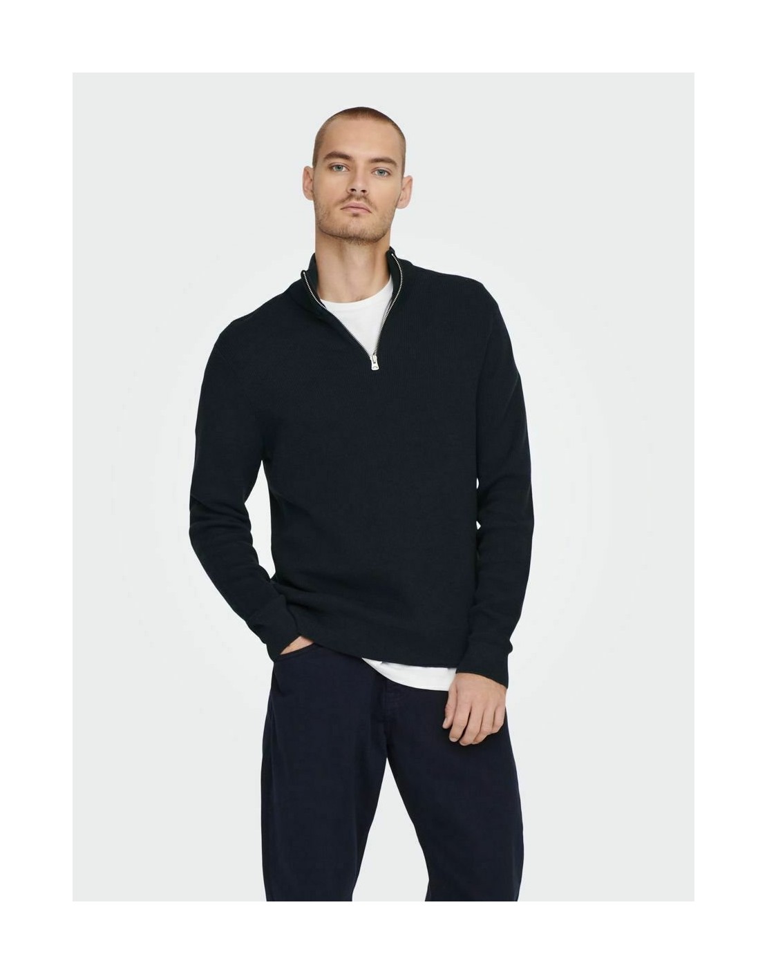Only & Sons Jersey Onsphil REG 12 Struc Half ZIP Knit Noos