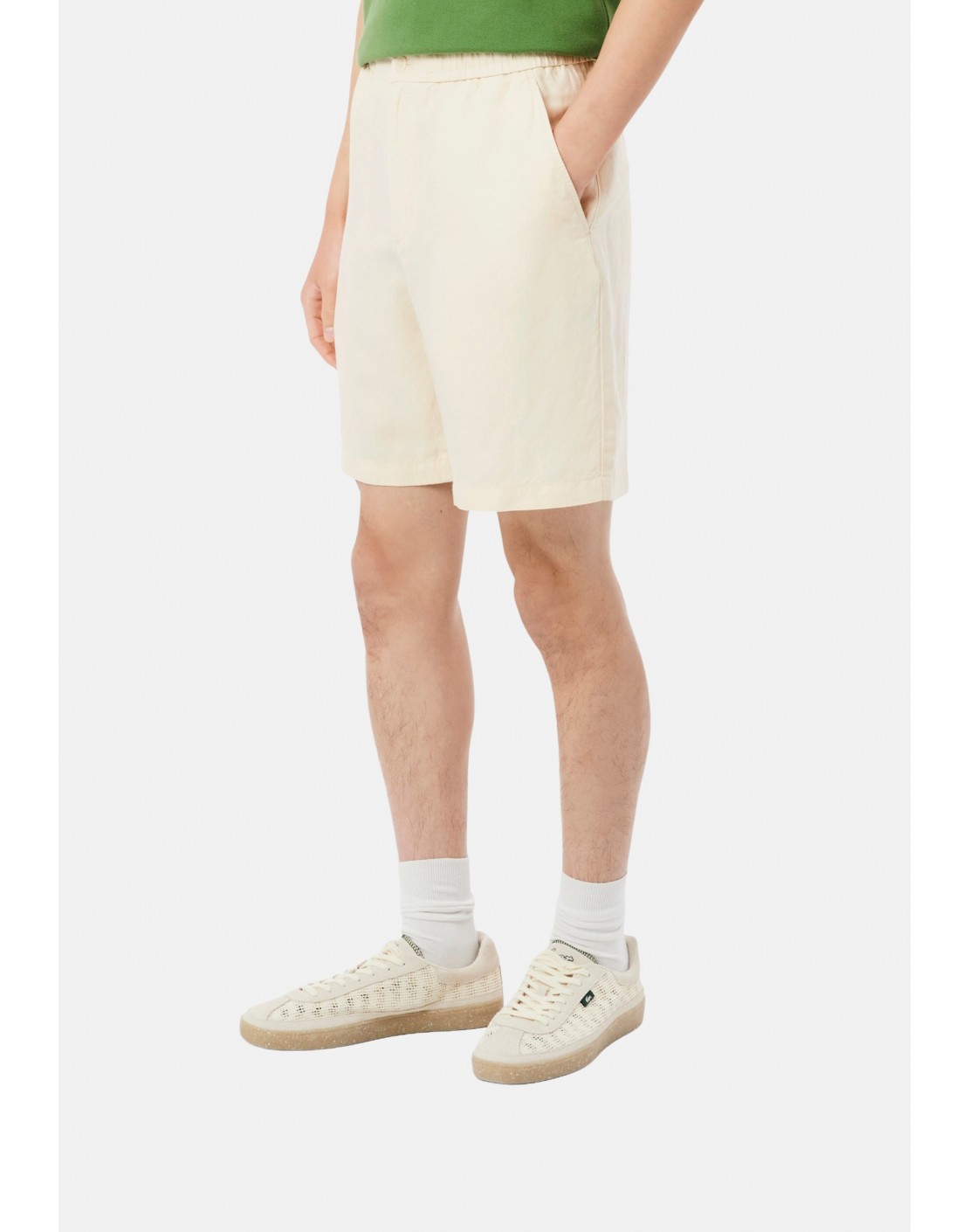 Lacoste Pantalón corto de sarga con mezcla de lino de corte regular