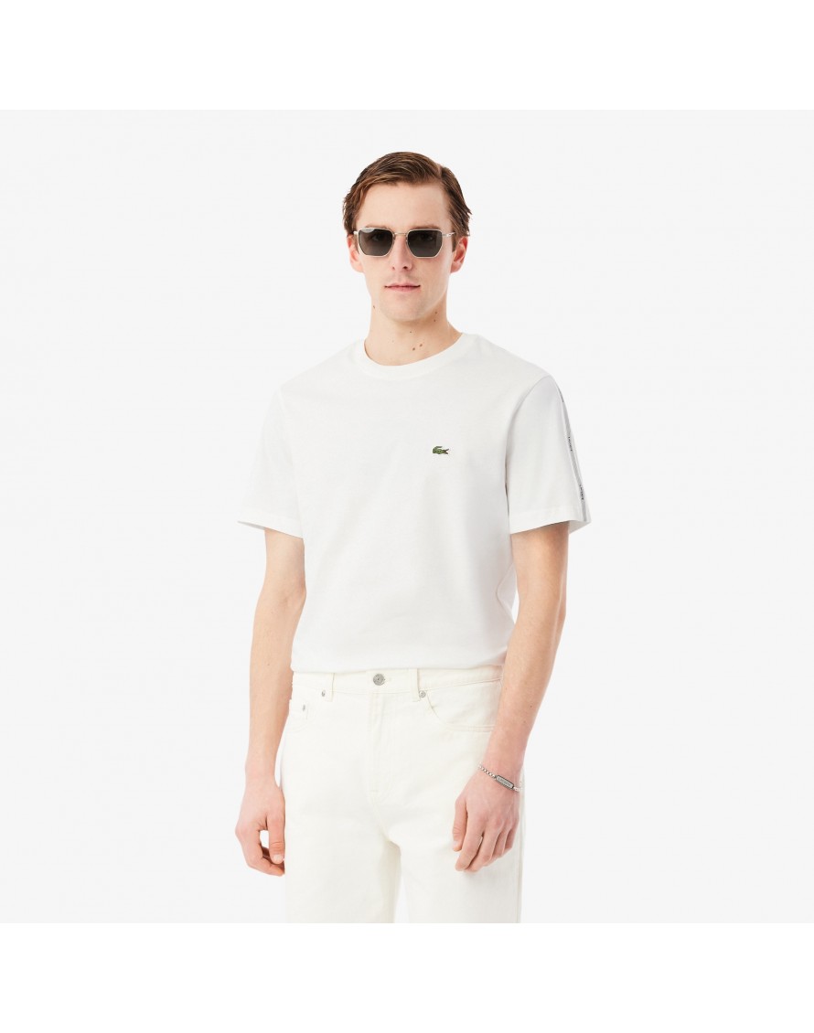 Lacoste Camiseta con franja de rayas de la marca