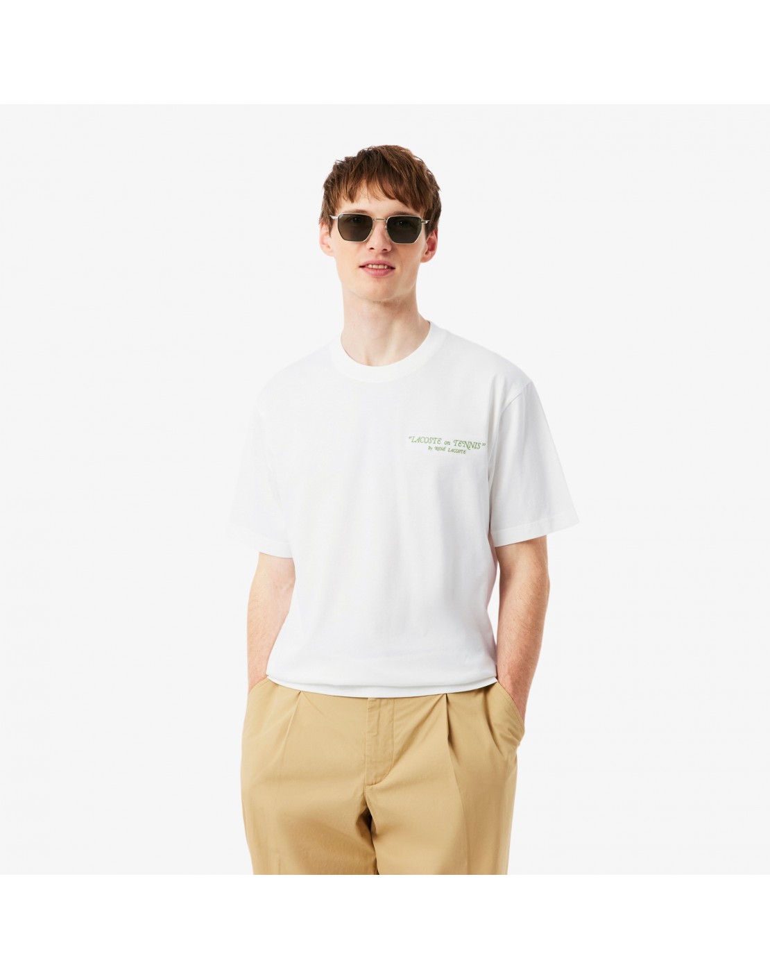 Lacoste Camiseta de algodón grueso bordado