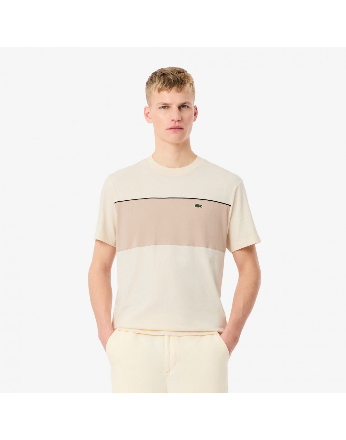 Lacoste Camiseta de algodón con bloques de color