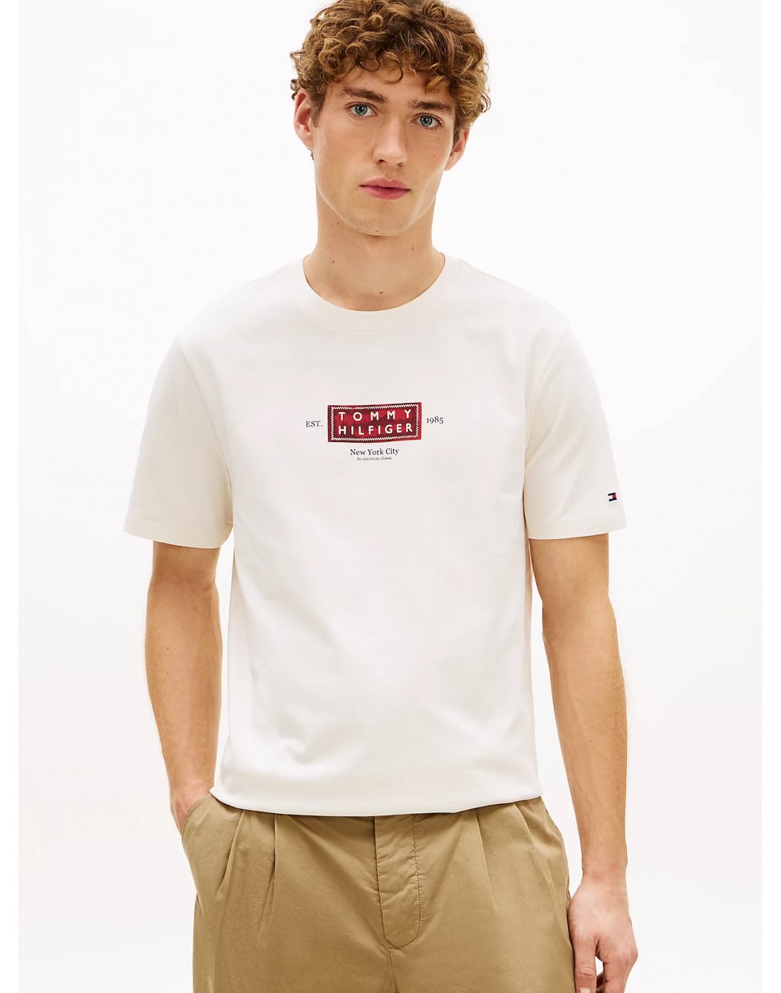 Tommy Hilfiger Camiseta de punto con cuello redondo y logo