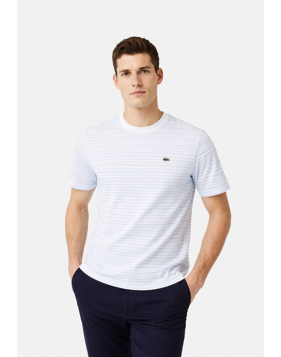 Lacoste Camiseta de algodón grueso de rayas