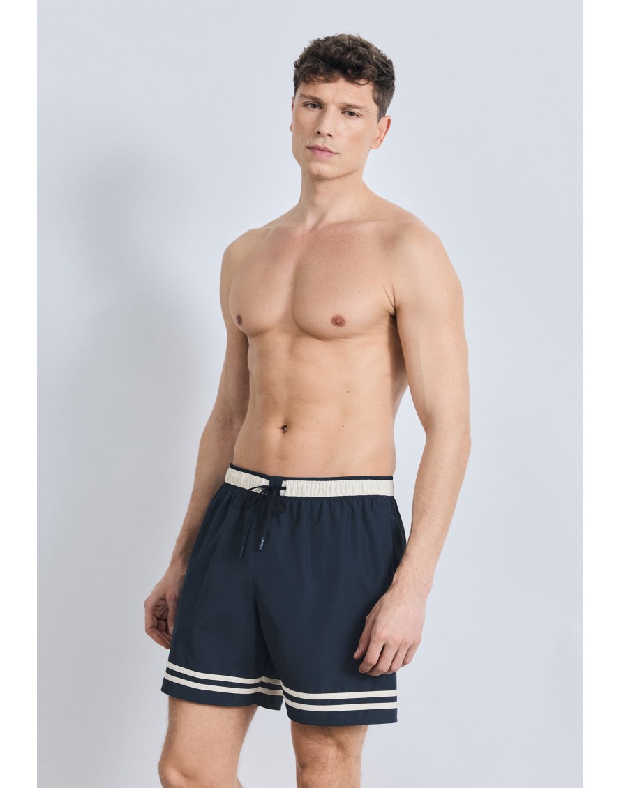 Lacoste Short de baño Lacoste con rayas en contraste de largo medio