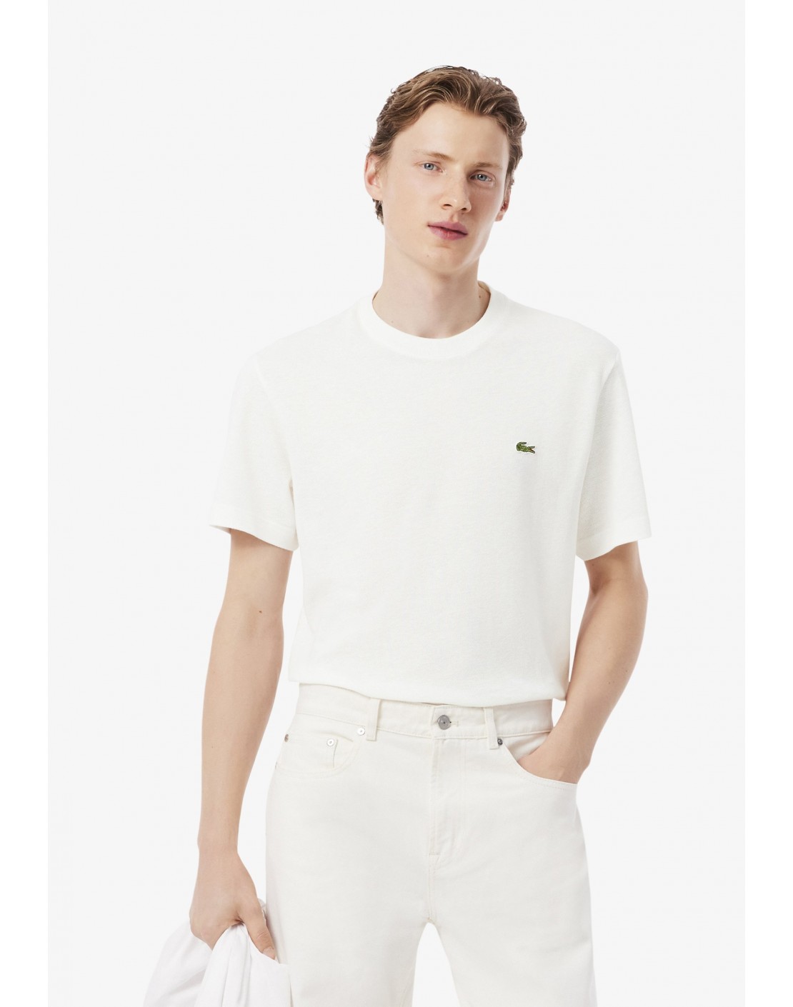 Lacoste Camiseta de piqué de lino y algodón grueso