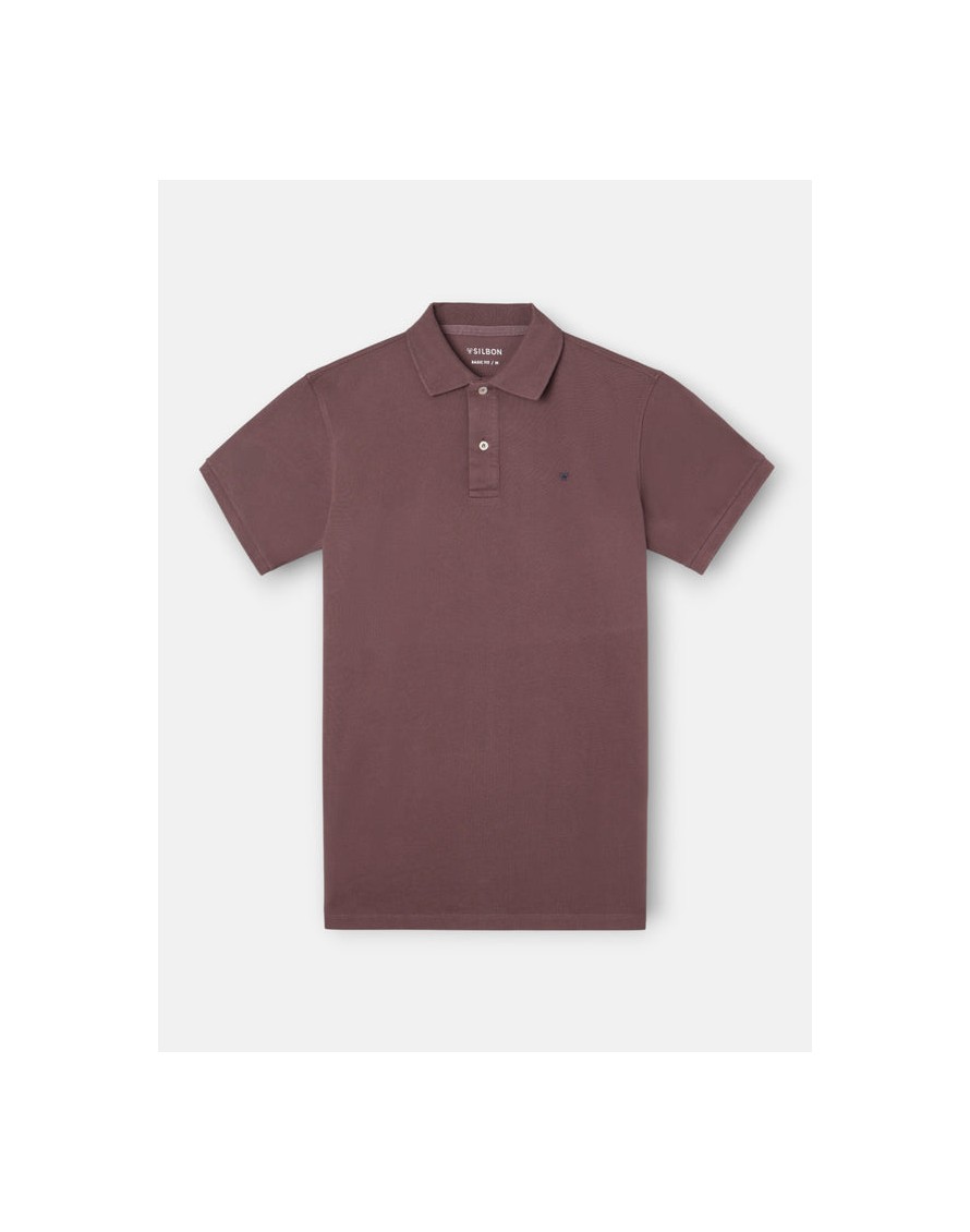 Silbon Polo clásico liso burdeos